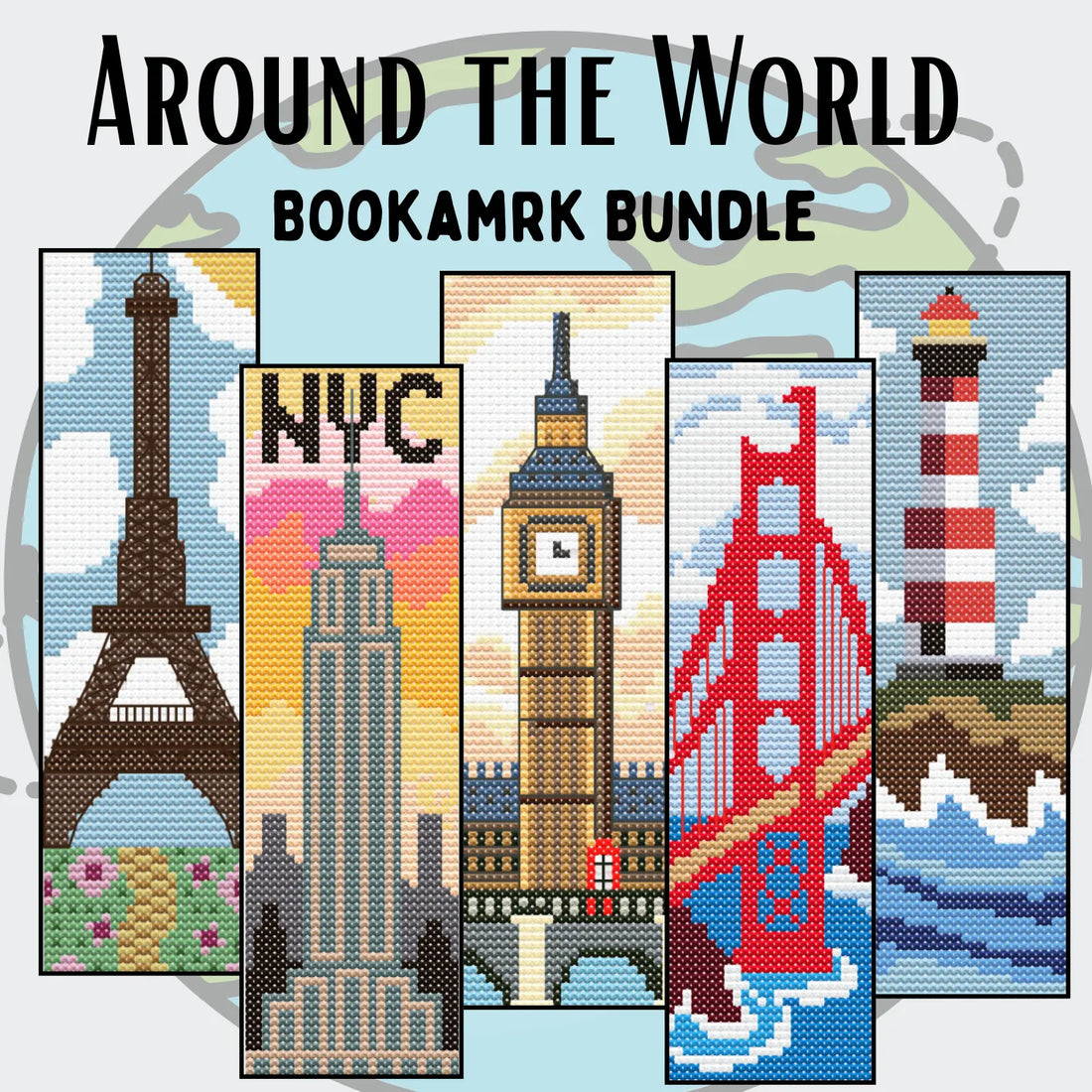 Travel landmark cross stitch bookmark kits — gift ideas for travelers