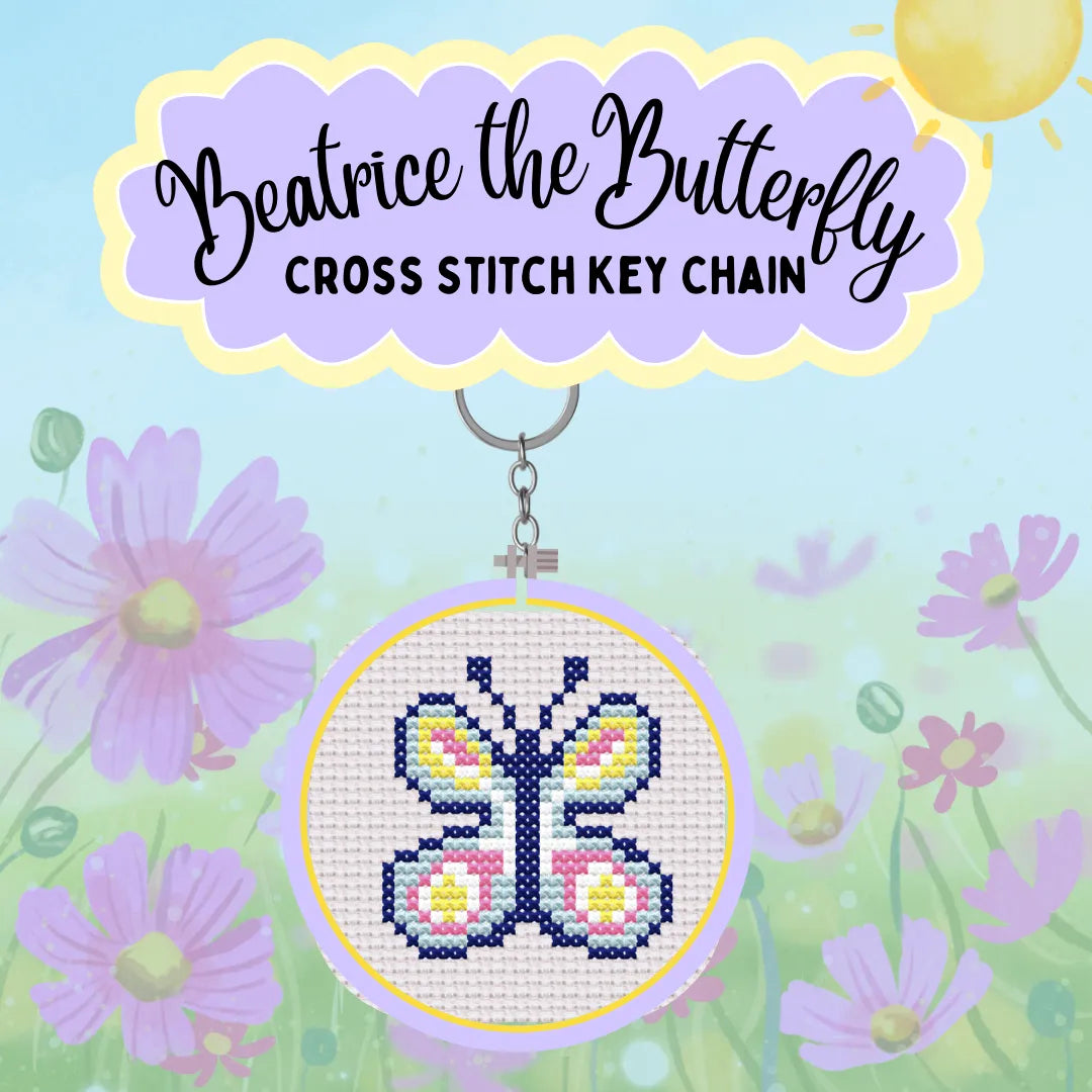 Mini cross stitch keychain kit — a stocking stuffer under $20