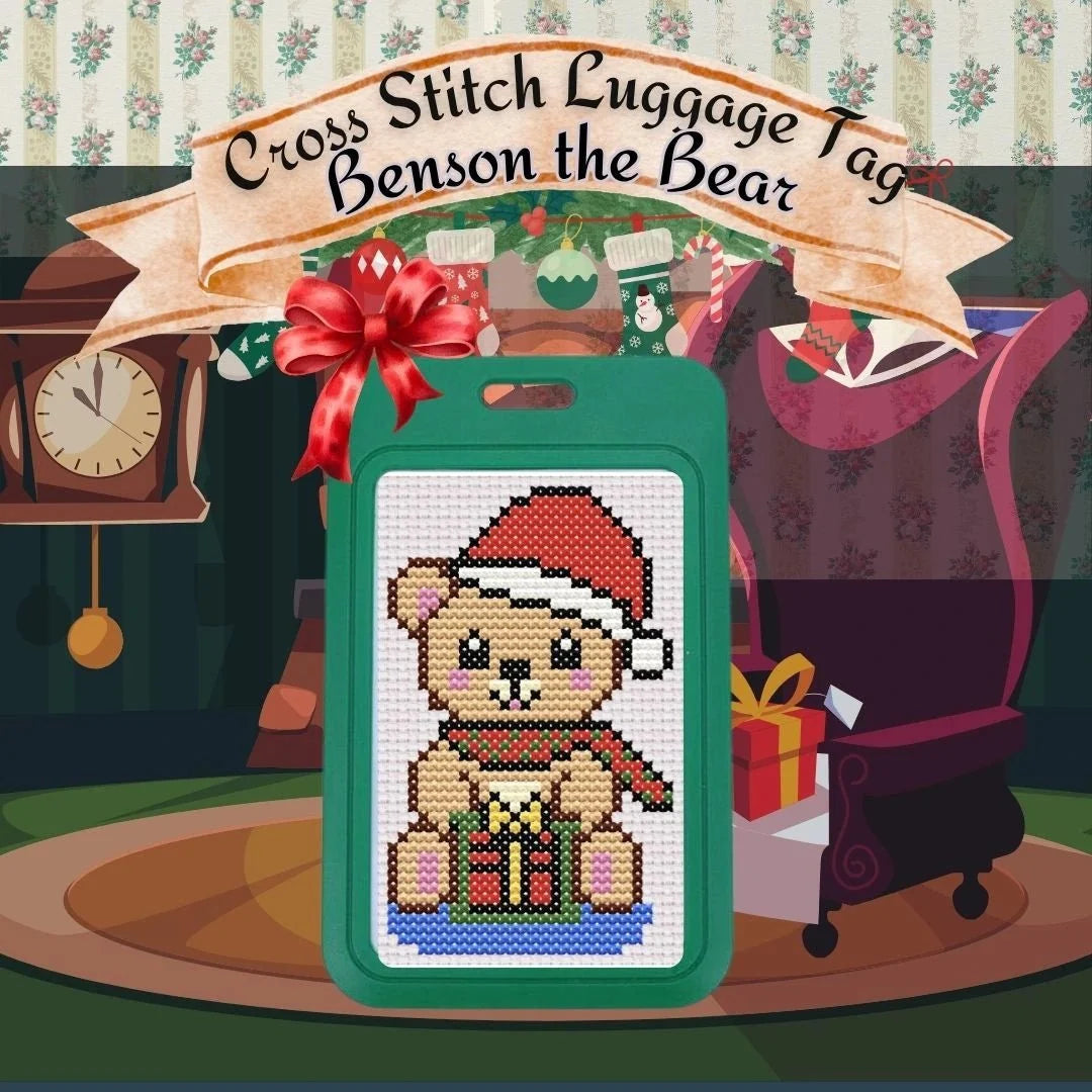 Benson the Bear Christmas cross stitch kit — a cross stitch gift under $20