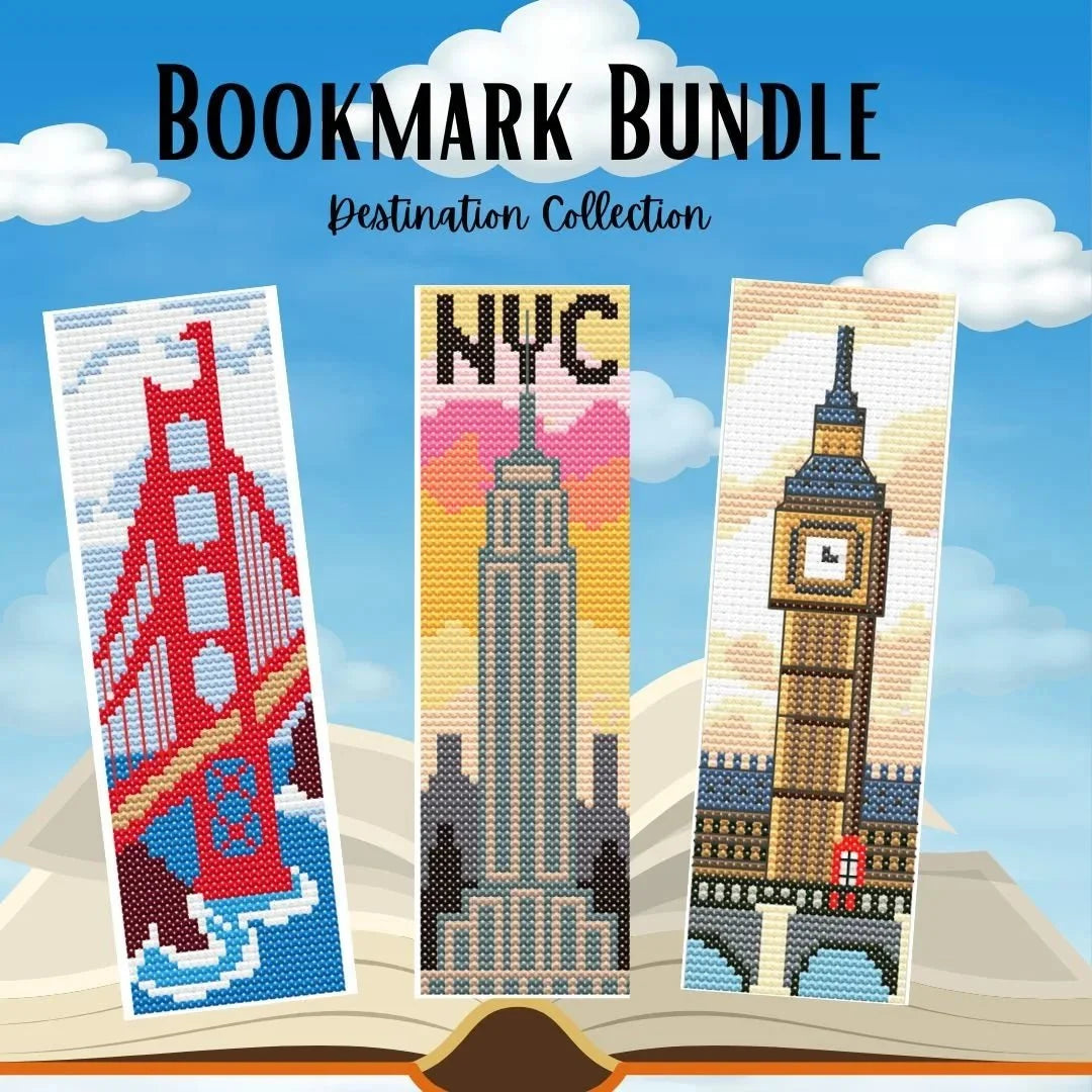 Cross stitch bookmark kit bundle packed as a TSA-friendly travel gift