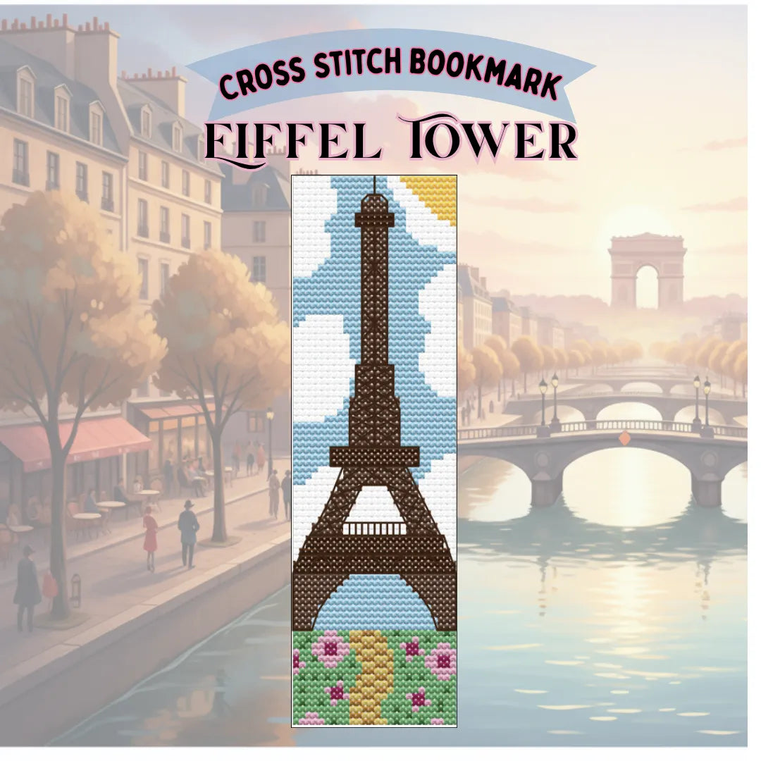 Eiffel Tower cross stitch bookmark kit for beginners