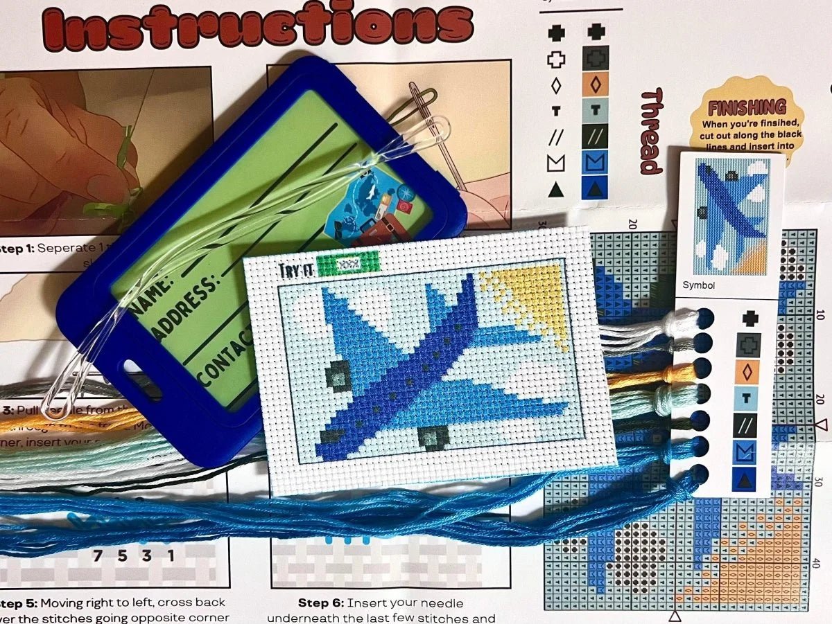 Blue Airplane Cross Stitch Kit - Jumpseat TherapyKT-BAIR-LB
