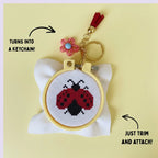 Lana the Ladybug cross stitch keychain kit — materials and tools included