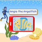Angie the Angelfish beginner cross stitch luggage tag kit by Jumpseat Therapy — tropical ocean travel accessory