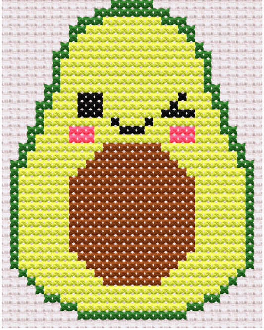 Avery the Avocado PDF Pattern on 14ct Fabric