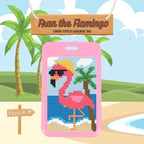 Fran the Flamingo cross stitch luggage tag kit