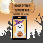 Gregory the Ghost beginner cross stitch luggage tag kit by Jumpseat Therapy