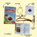 Lana the Ladybug completed cross stitch keychain — finished beginner craft