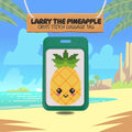 Cross-stitched pineapple luggage tag with a tropical background