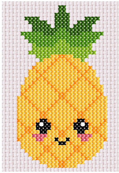 Cheerful pineapple cross-stitch with a cute kawaii face!