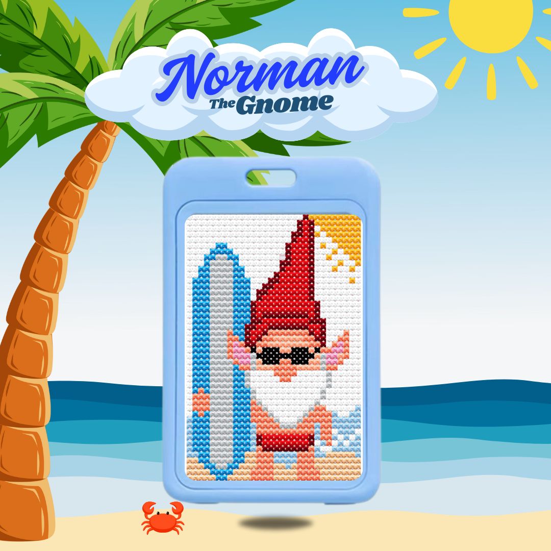 Norman the Gnome – Beach Vibes Cross-Stitch Kit