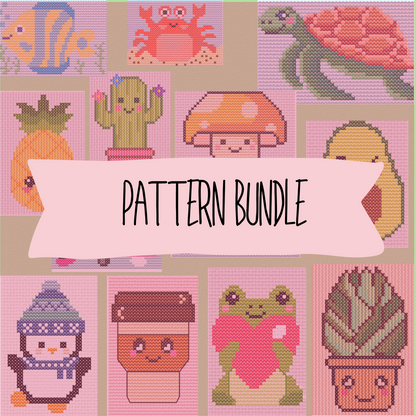 Adorable cross-stitch pattern bundle with cute DIY designs