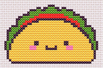Timmy the Taco PDF Pattern on 14ct fabric 