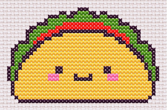 Timmy the Taco PDF Pattern on 14ct fabric 