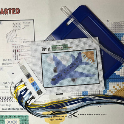 Blue Airplane Cross Stitch Kit