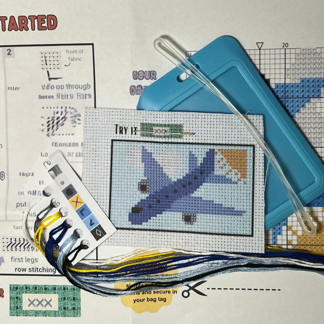 Blue Airplane Cross Stitch Kit