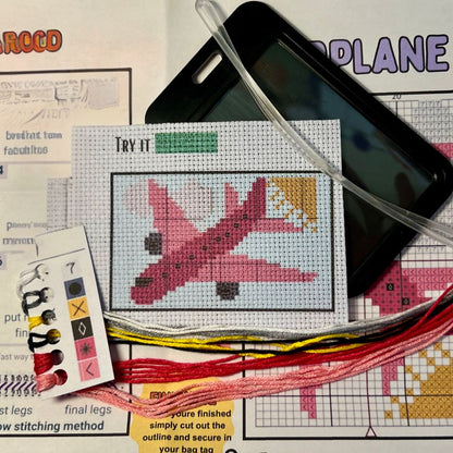 Pink Airplane Cross Stitch Kit
