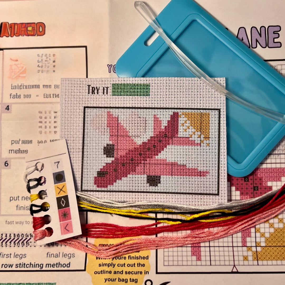 Pink Airplane Cross Stitch Kit