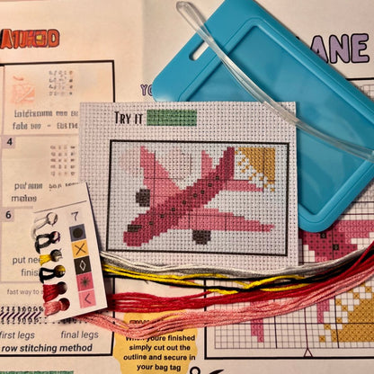 Pink Airplane Cross Stitch Kit