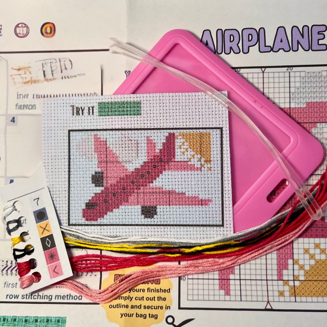 Pink Airplane Cross Stitch Kit
