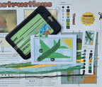 Green Airplane beginner cross stitch luggage tag kit by Jumpseat Therapy (view 2)