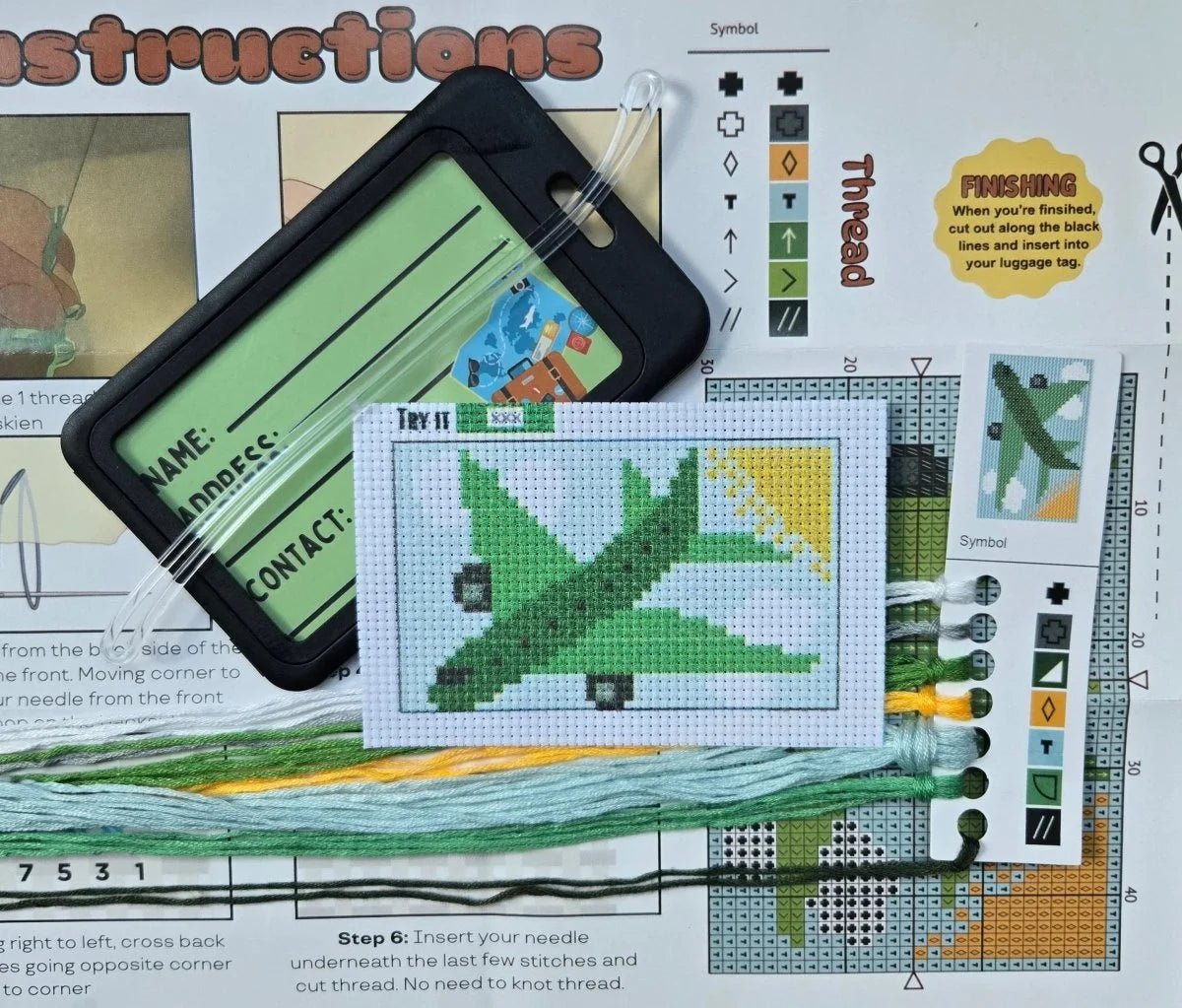 Green Airplane Cross Stitch Kit - Jumpseat TherapyKT-GAIR-GRN