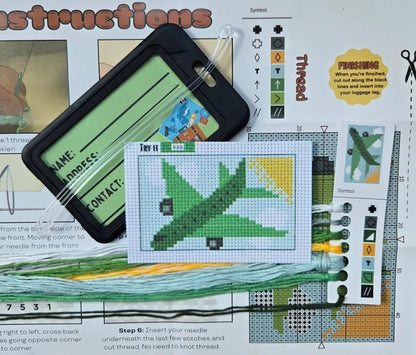 Green Airplane Cross Stitch Kit - Jumpseat TherapyKT-GAIR-GRN